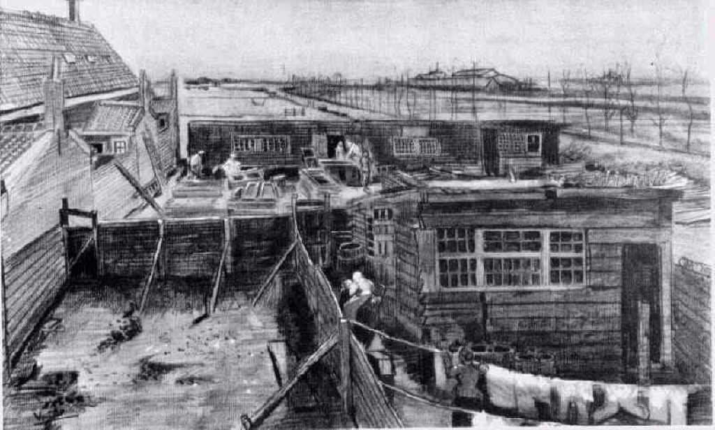 Carpenter's Yard and Laundry (1882) Vincent van Gogh tablo - Dekolata