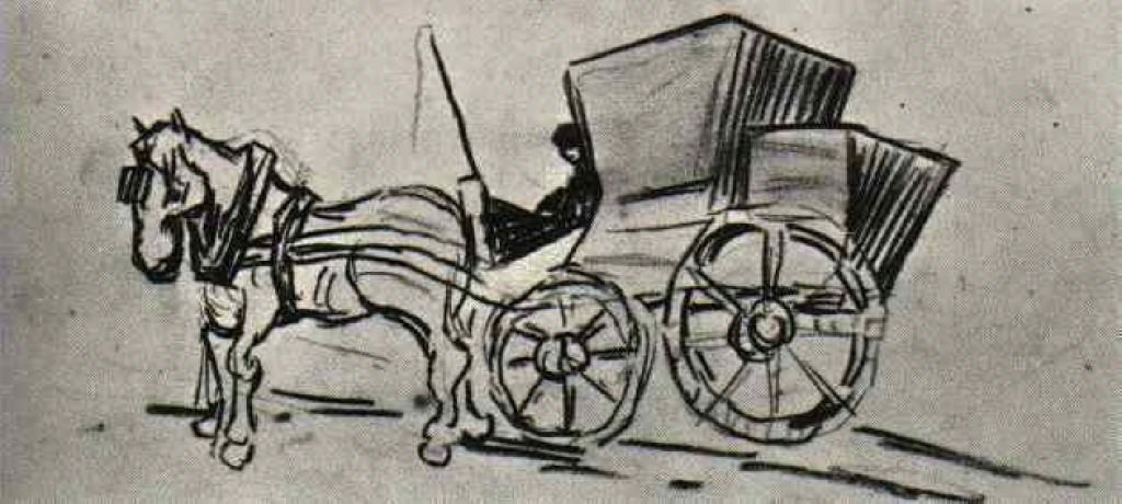 Carriage Drawn by a Horse (1890) Vincent van Gogh tablo - Dekolata