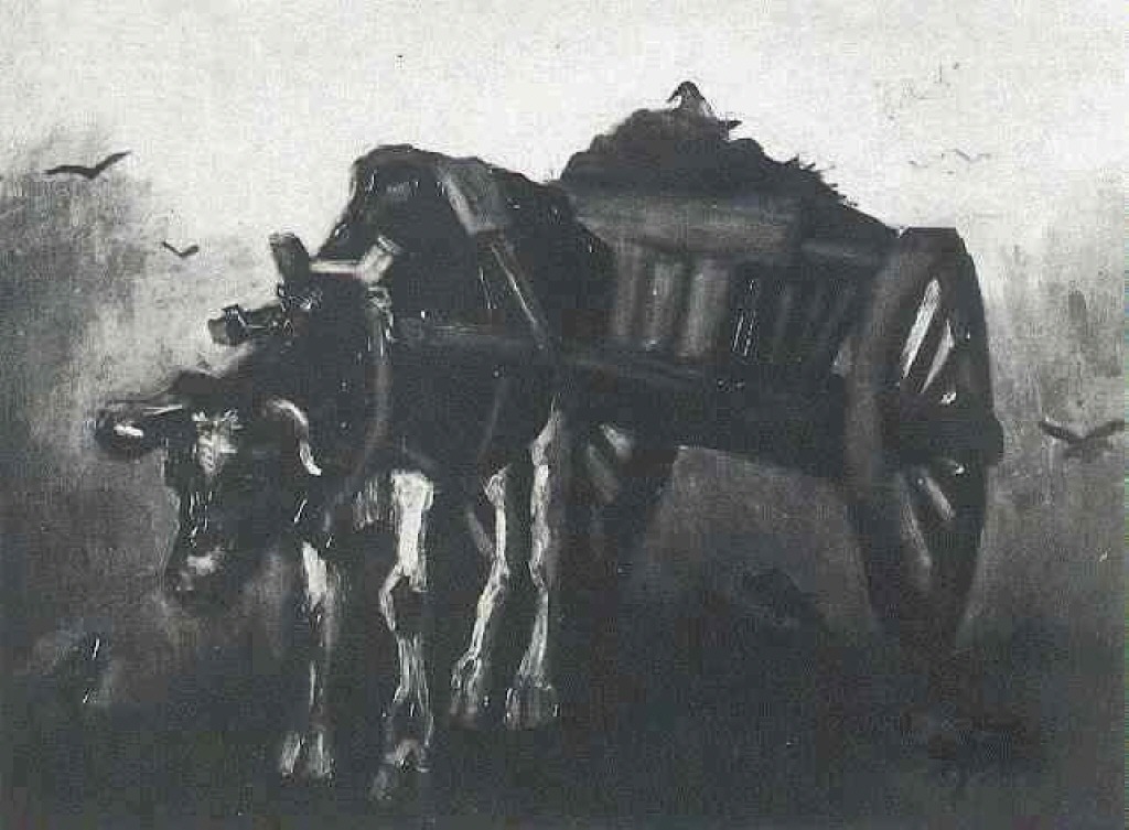 Cart with Black Ox (1884) Vincent van Gogh tablo - Dekolata