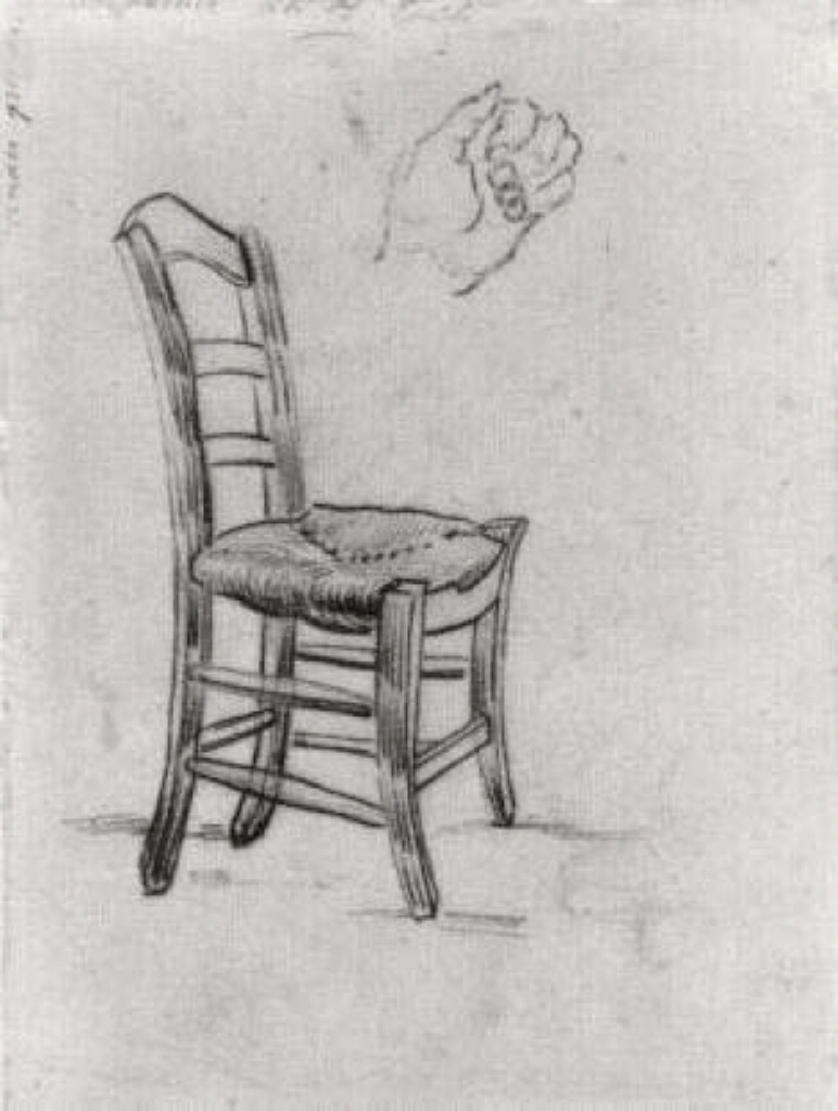 Chair and Sketch of a Hand (1890) Vincent van Gogh tablo - Dekolata