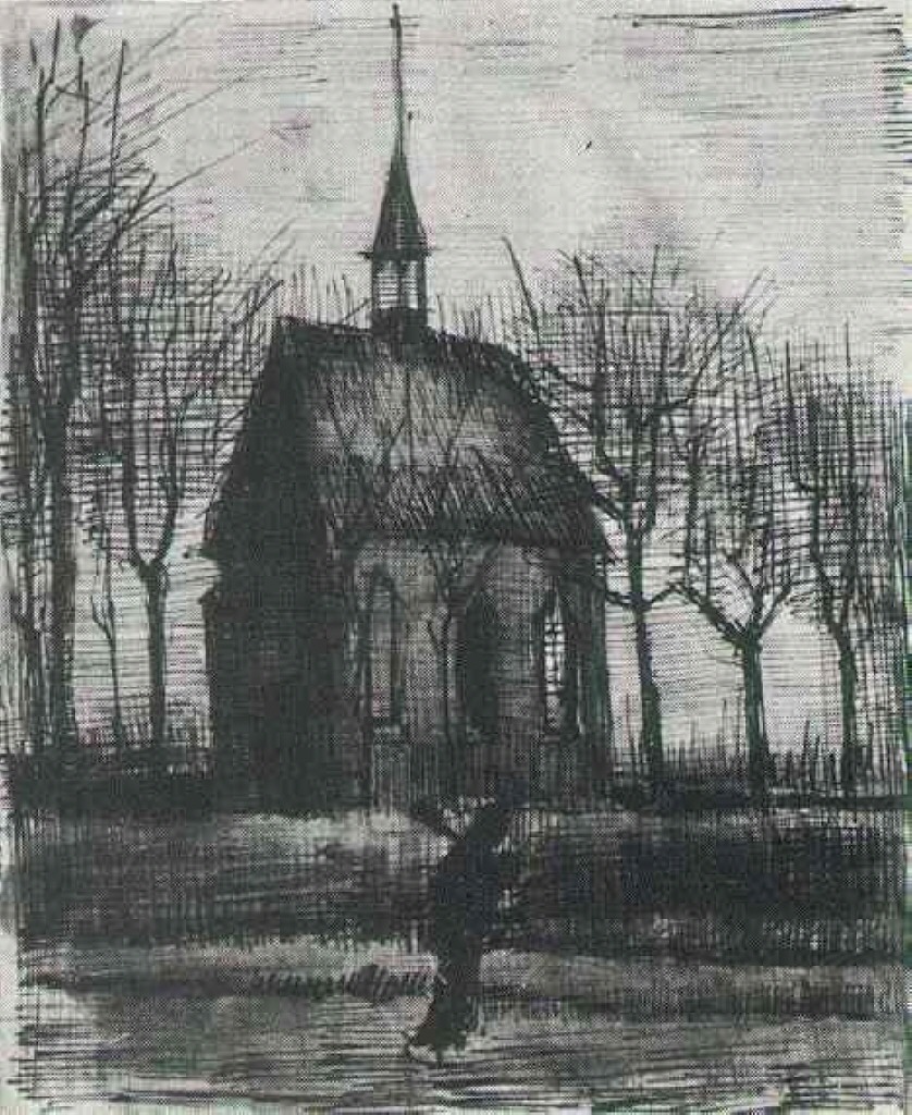 Church in Nuenen, with One Figure (1884) Vincent van Gogh tablo - Dekolata