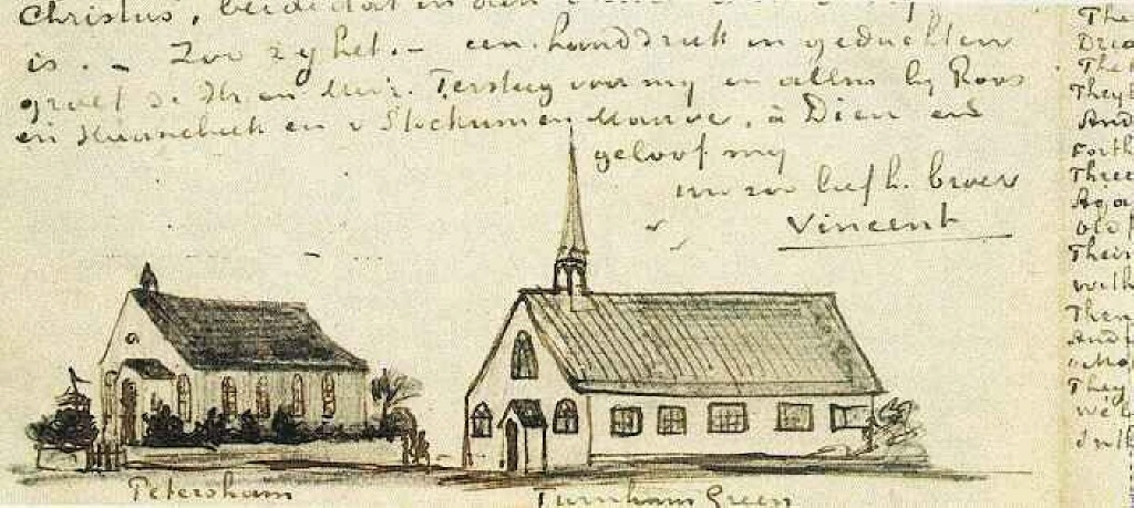 Churches at Petersham and Turnham Green (1876) Vincent van Gogh tablo - Dekolata