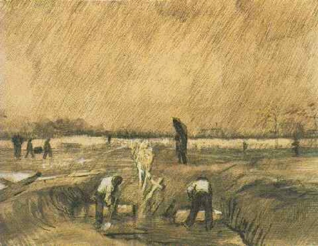 Churchyard in the Rain (1883) Vincent van Gogh tablo - Dekolata