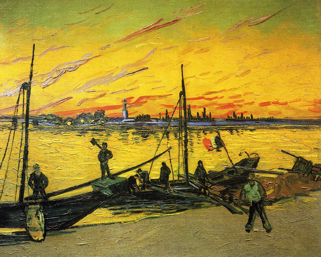 Coal Barges (1888) Vincent van Gogh tablo - Dekolata