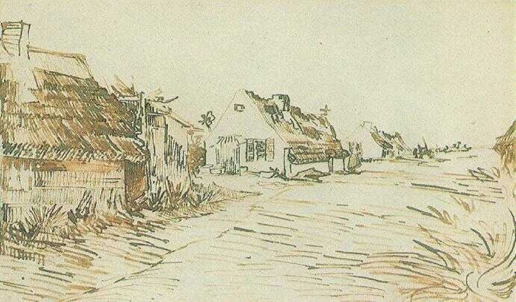 Cottages in Saintes Maries (1888) Vincent van Gogh tablo - Dekolata