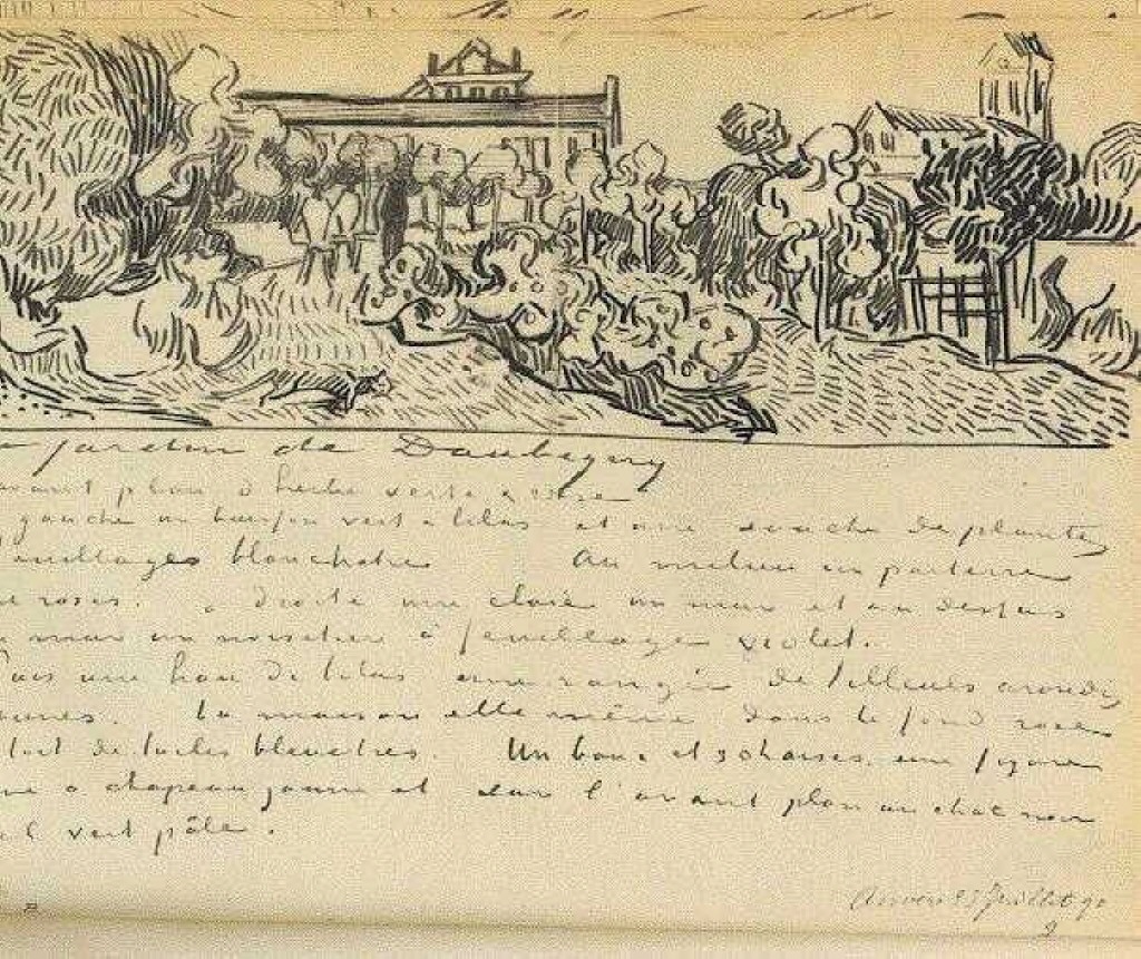 Daubigny's Garden with Black Cat (1890) Vincent van Gogh tablo - Dekolata