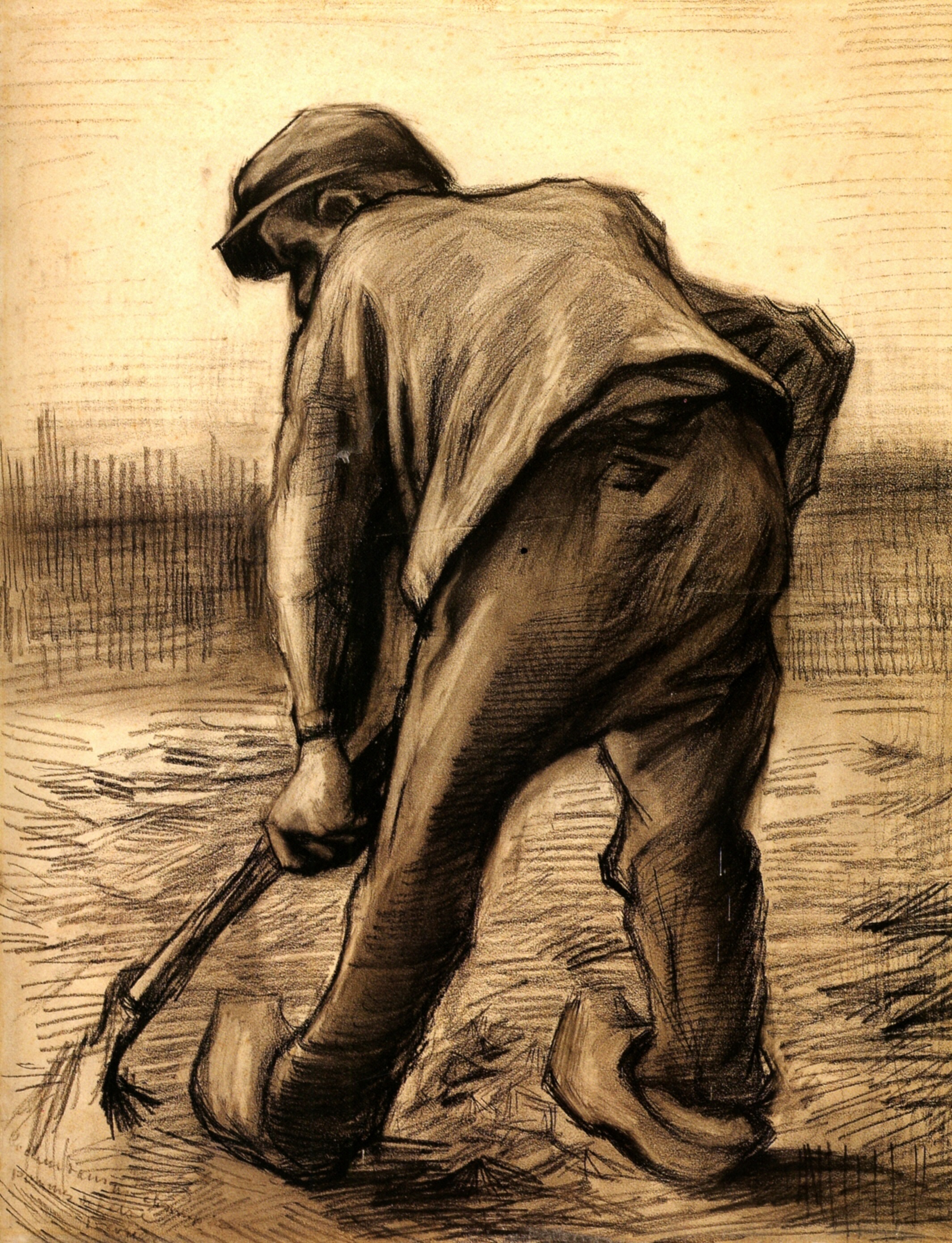 Digger in a Potato Field February (1885) – Vincent van Gogh Tablo