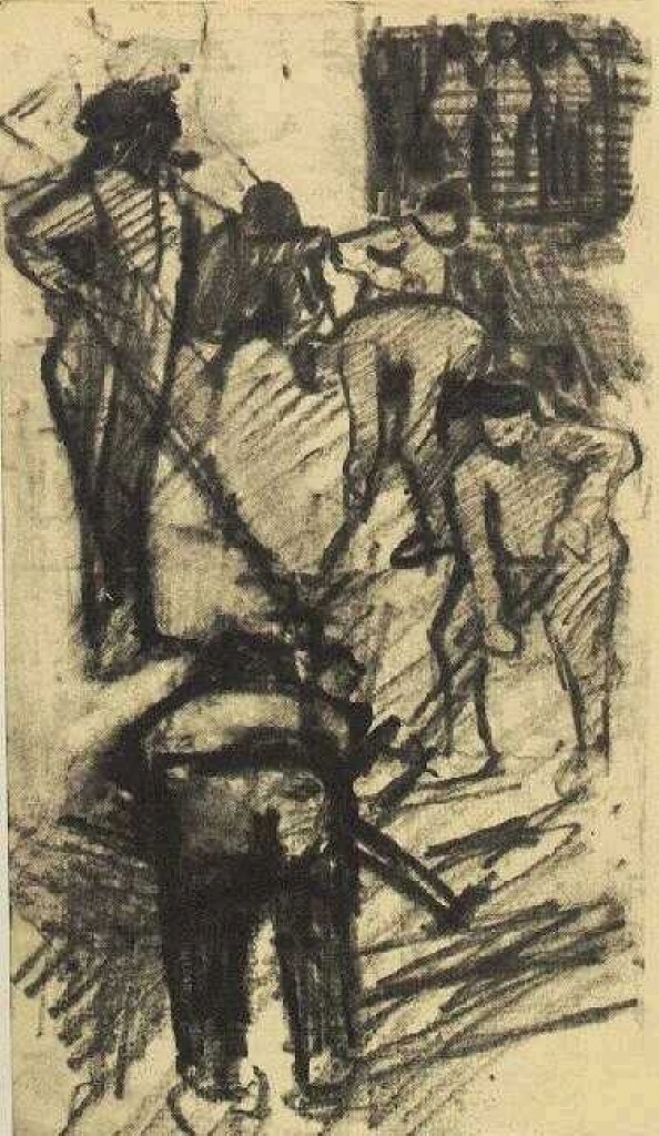 Diggers in Torn Up Street (1882) – Vincent van Gogh Tablo