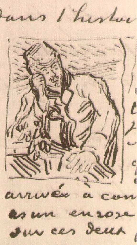 Doctor Gachet Sitting at a Table with Books and a Glass with Sprigs of Foxglove (1890) – Vincent van Gogh Tablo