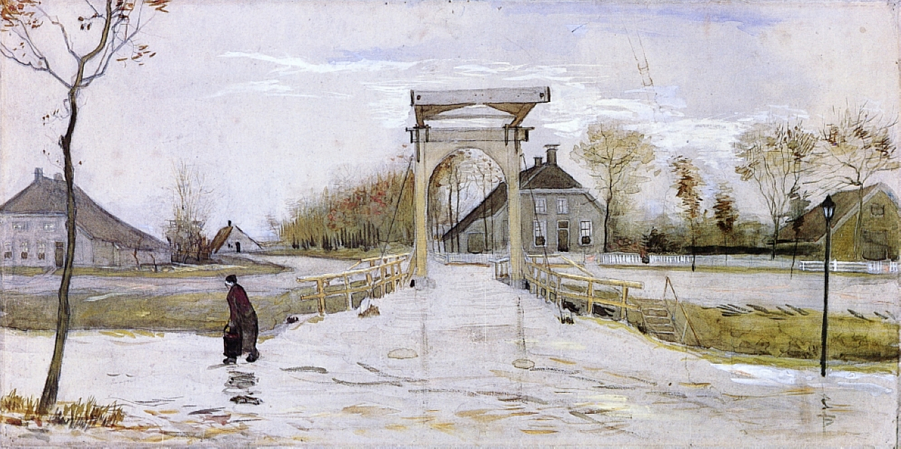 Drawbridge in Nieuw Amsterdam (1883) Vincent van Gogh tablo - Dekolata