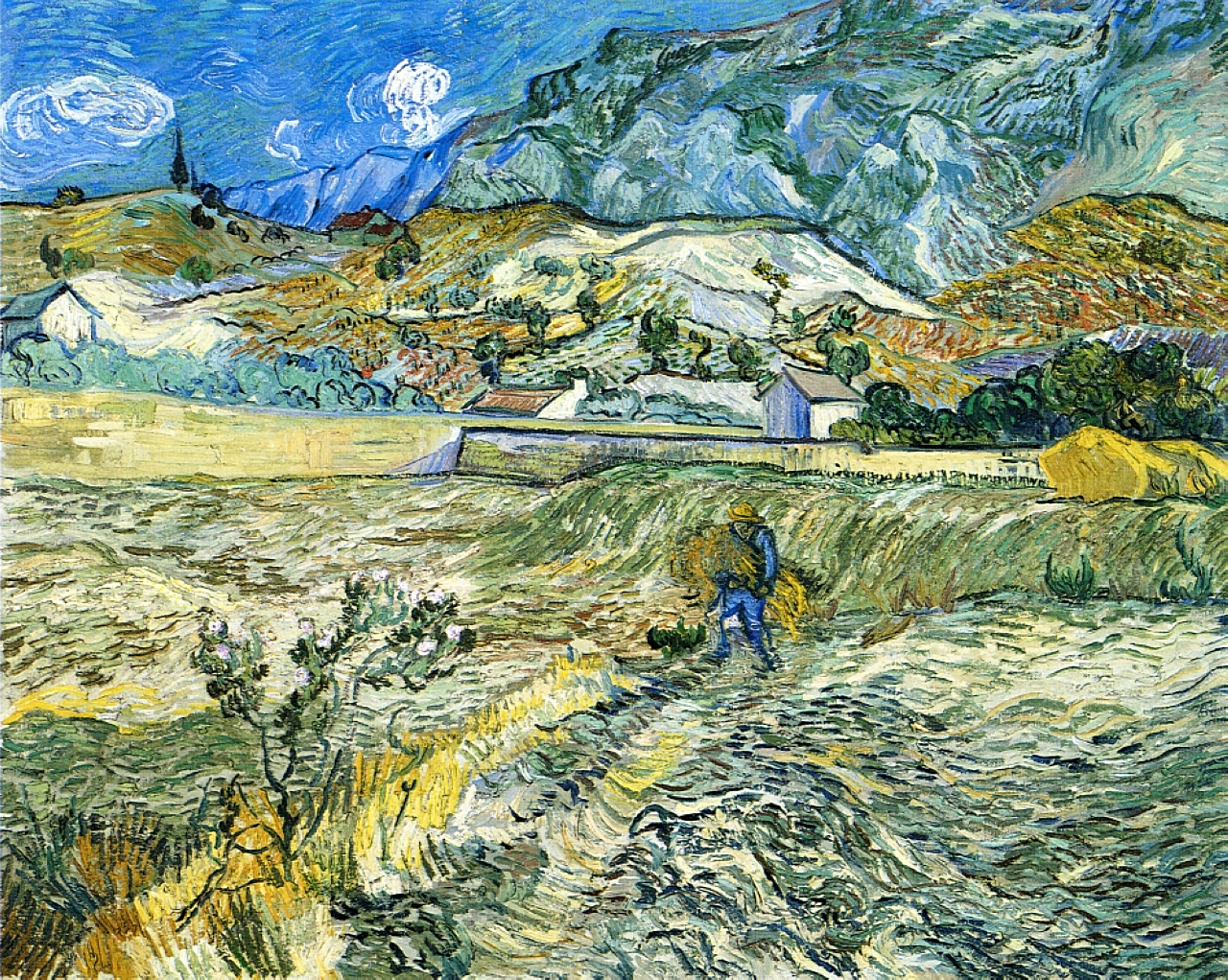 Enclosed Field with Peasant (1889) Vincent van Gogh tablo - Dekolata