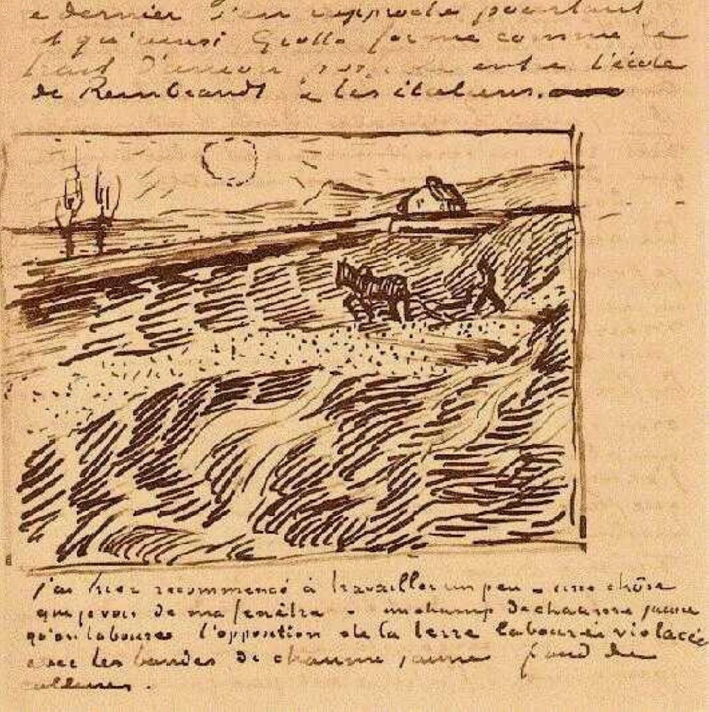 Enclosed Field with Ploughman (1889) Vincent van Gogh tablo - Dekolata