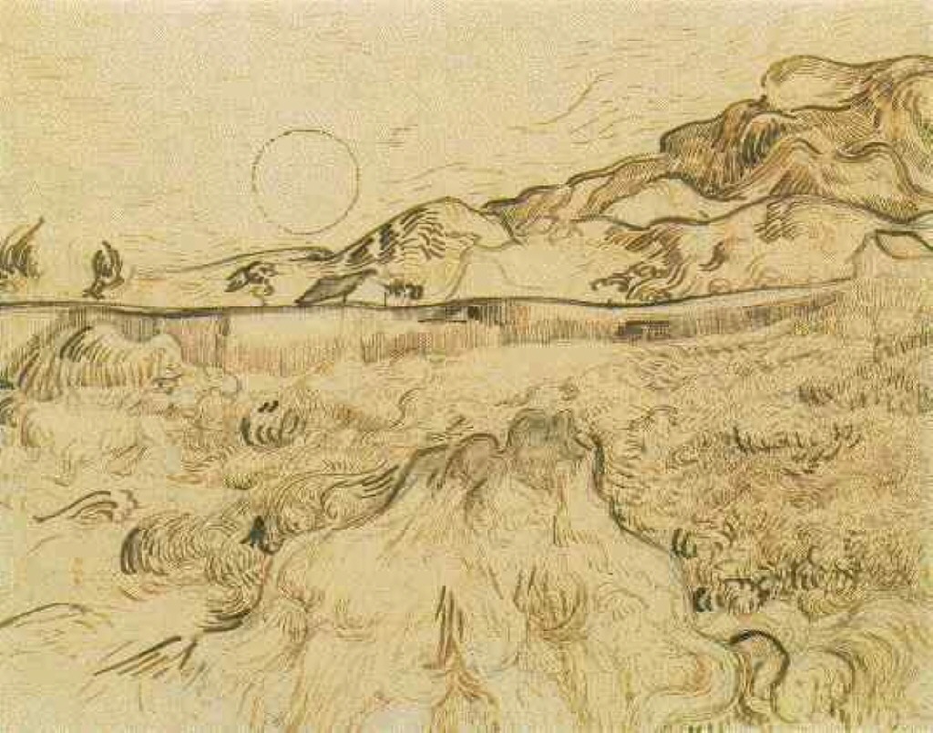 Enclosed Wheat Field with Reaper (1889) Vincent van Gogh tablo - Dekolata
