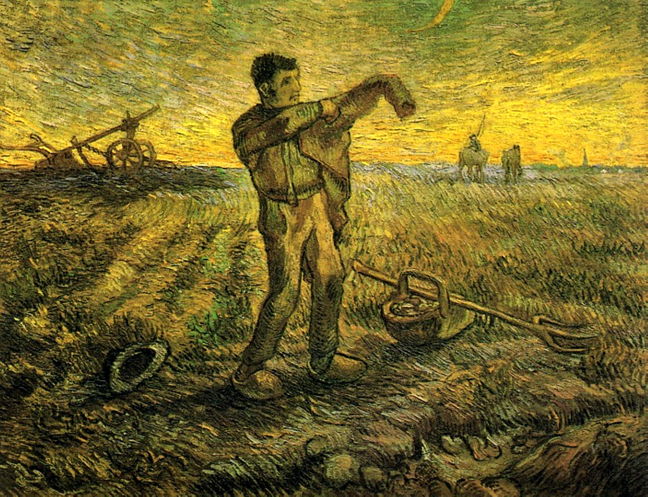 Evening The End of the Day (after Millet) (1889) Vincent van Gogh tablo - Dekolata