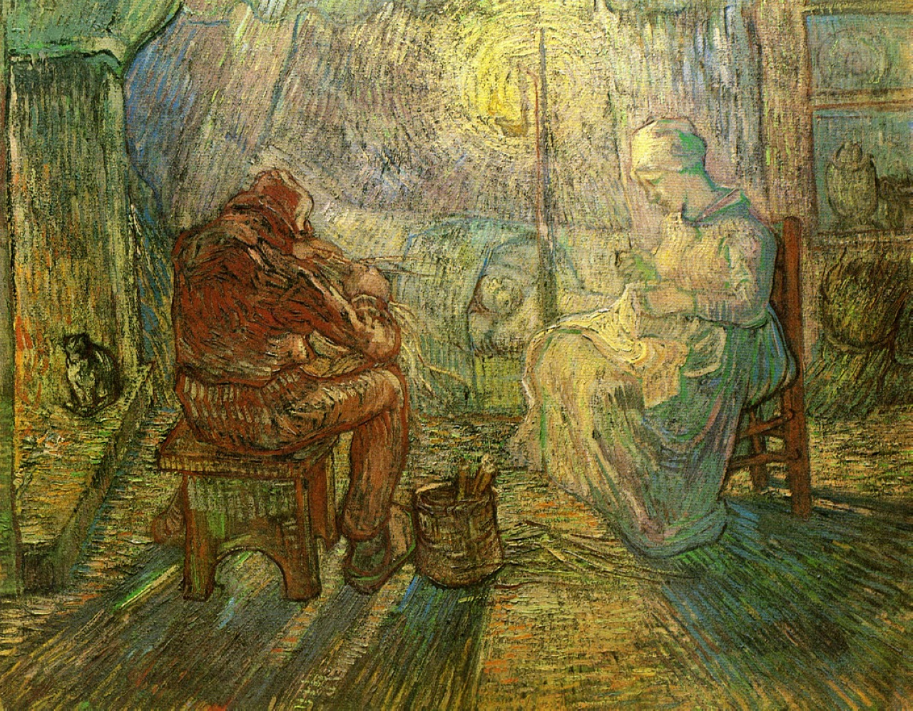 Evening The Watch (after Millet) (1889) Vincent van Gogh tablo - Dekolata