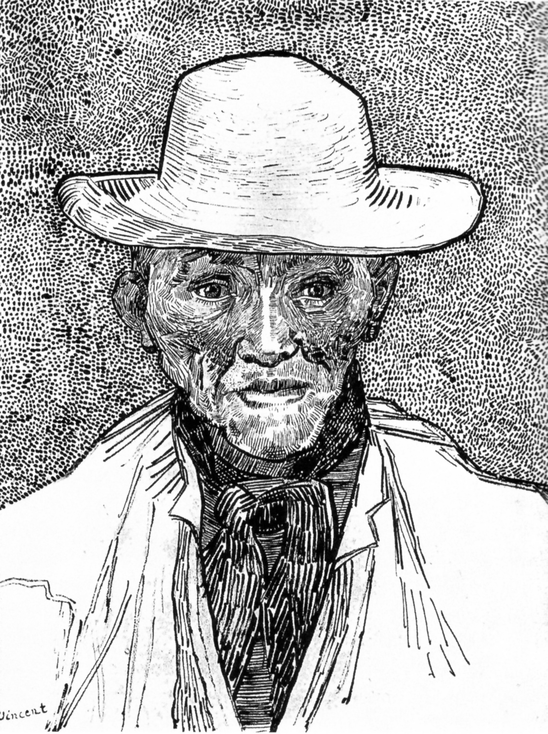 Farmer with straw hat (1888) Vincent van Gogh tablo - Dekolata