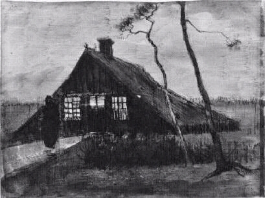 Farmhouse at Night (1883) Vincent van Gogh tablo - Dekolata
