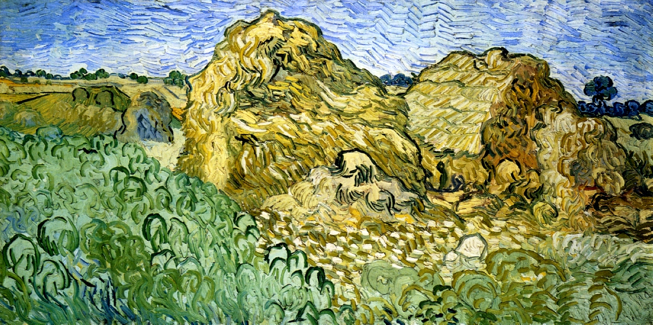 Field with Stacks of Wheat (1890) Vincent van Gogh tablo - Dekolata