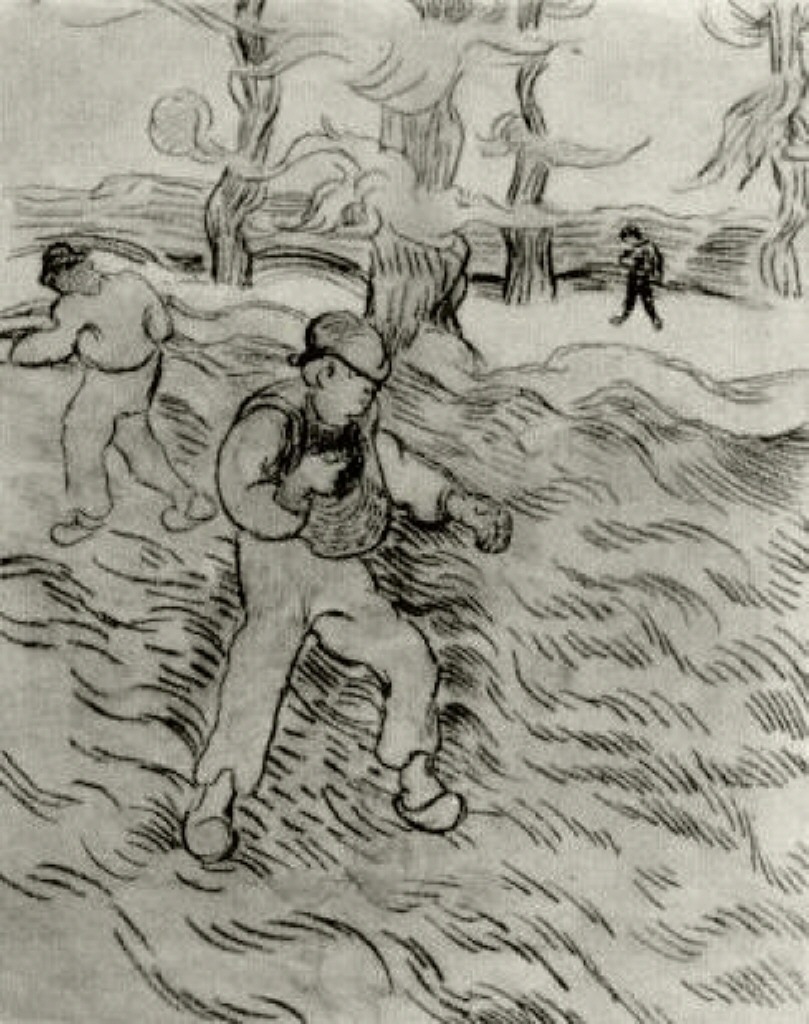 Field with Two Sowers and Trees (1890) Vincent van Gogh tablo - Dekolata