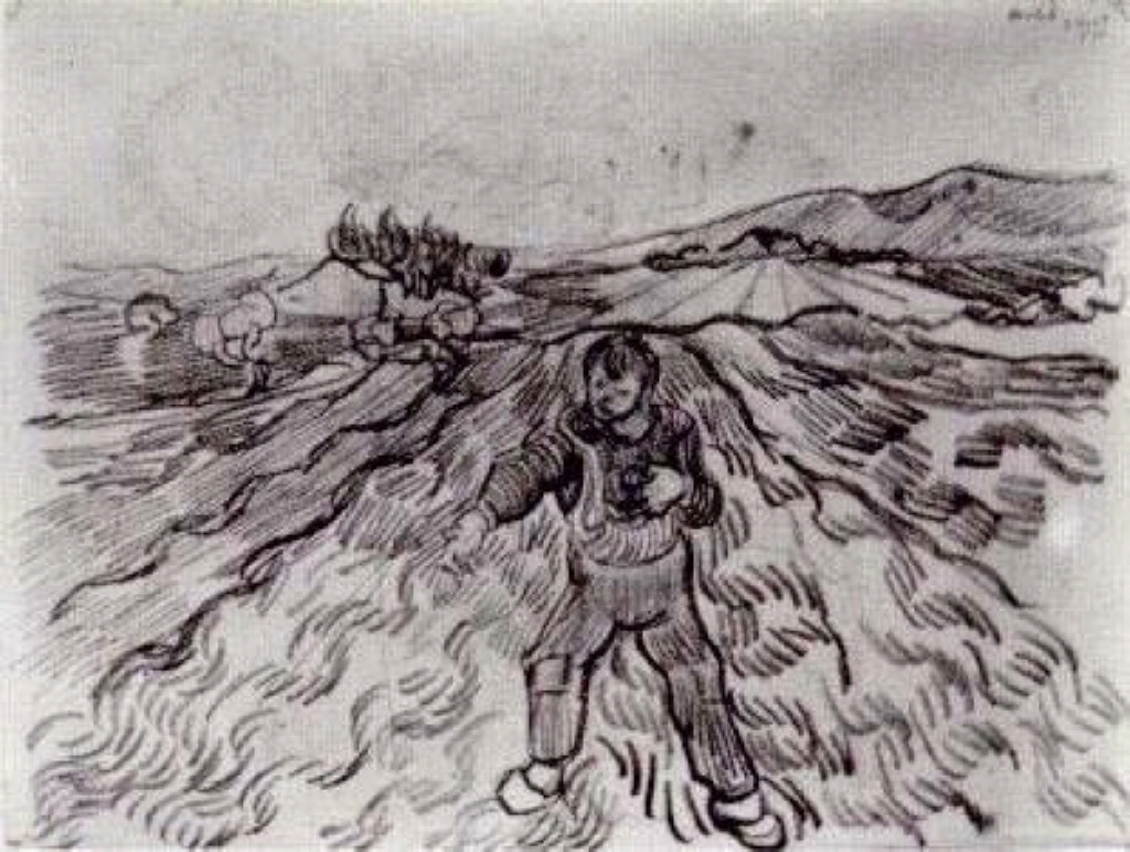 Field with a Sower (1890) Vincent van Gogh tablo - Dekolata