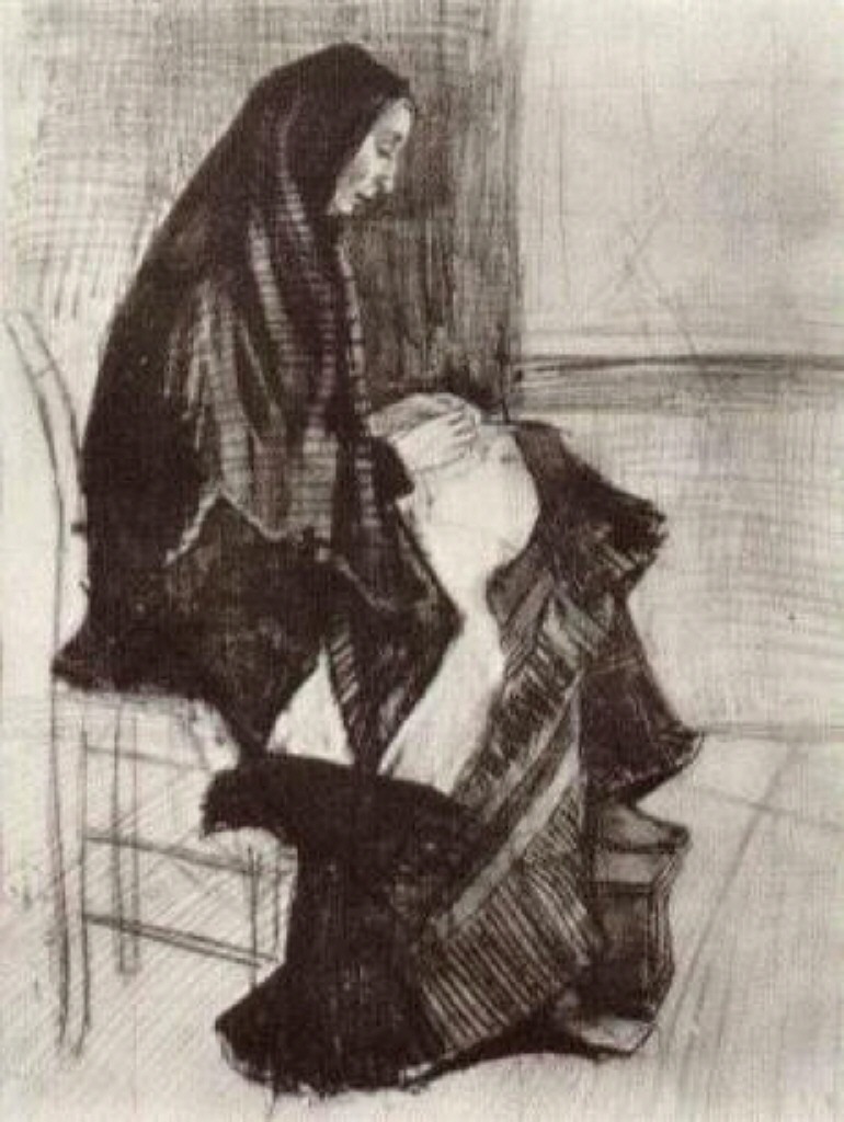 Figure of a Woman with Unfinished Chair (1882) – Vincent van Gogh Tablo