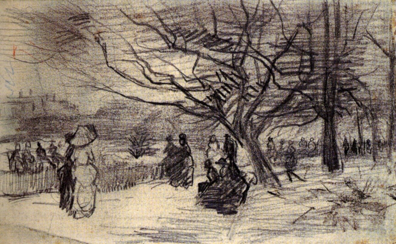 Figures in a Park (1886) Vincent van Gogh tablo - Dekolata