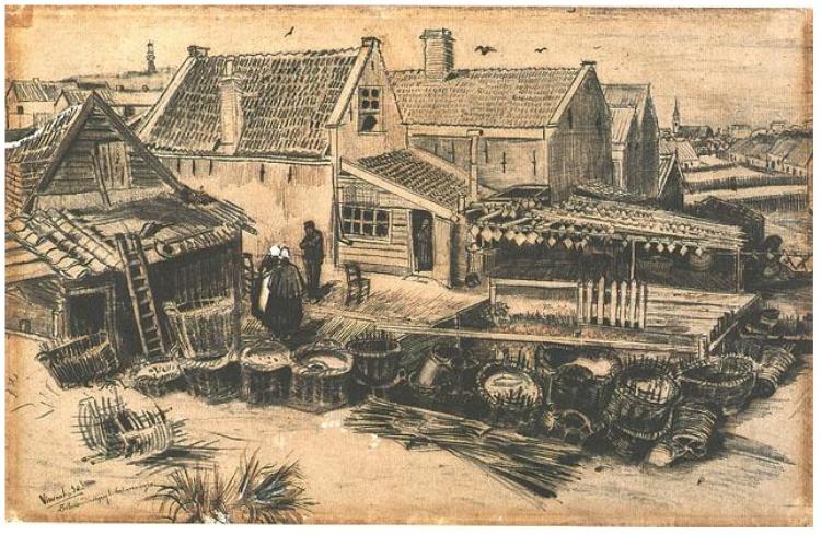 Fish Drying Barn, Seen From a Height (1882) Vincent van Gogh tablo - Dekolata