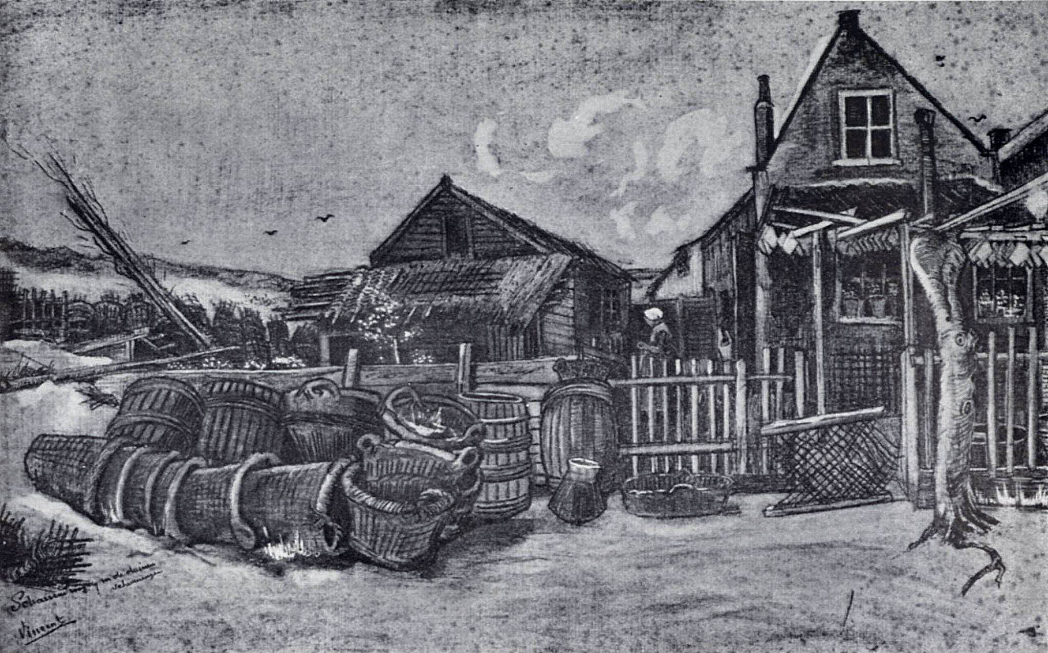 Fish Drying Barn in Scheveningen (1882) Vincent van Gogh tablo - Dekolata