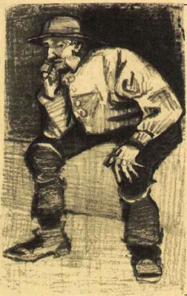 Fisherman with Sou'wester, Sitting with Pipe (1883) Vincent van Gogh tablo - Dekolata