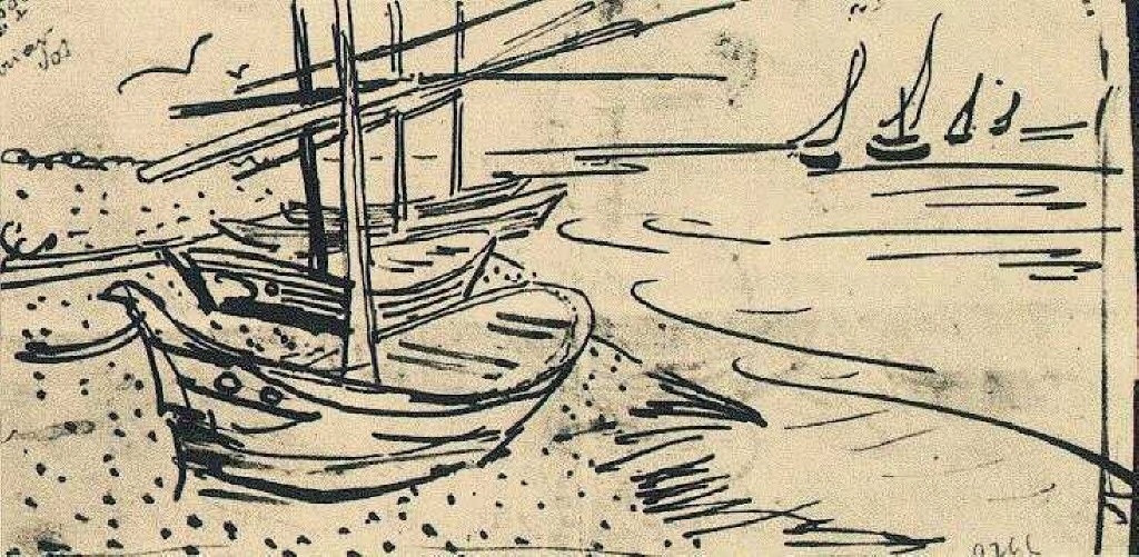 Fishing Boats on the Beach (1888) – Vincent van Gogh Tablo