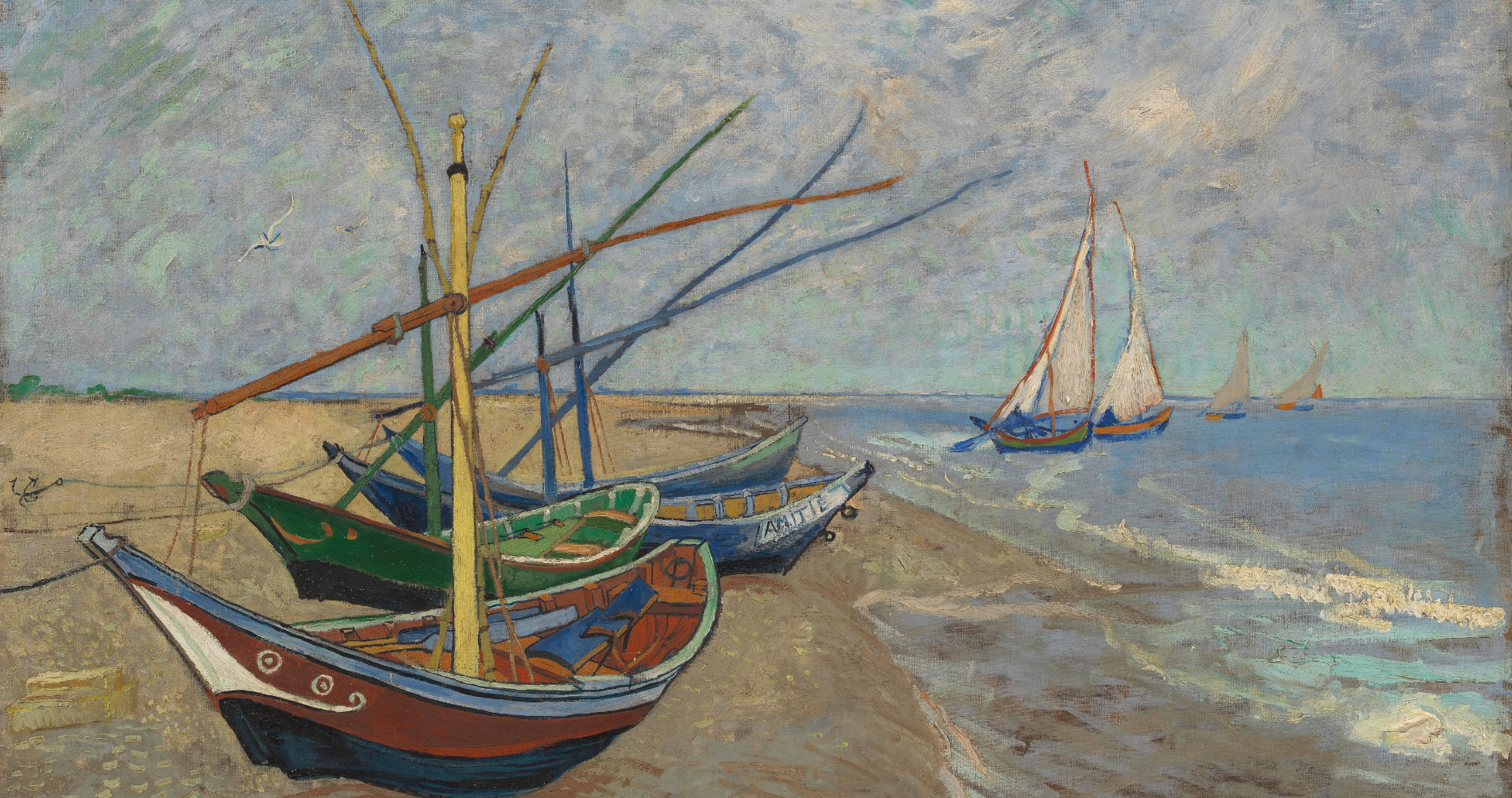 Fishing boats on the Beach at Les Saintes Maries de la Mer (1888) – Vincent van Gogh Tablo