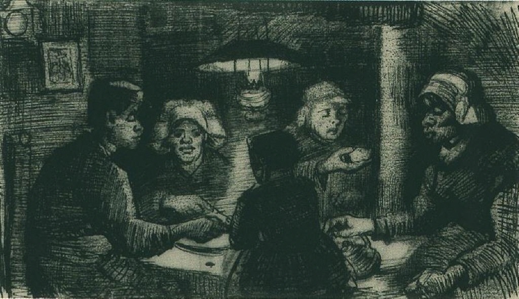 Five Persons at a Meal (1885) Vincent van Gogh tablo - Dekolata