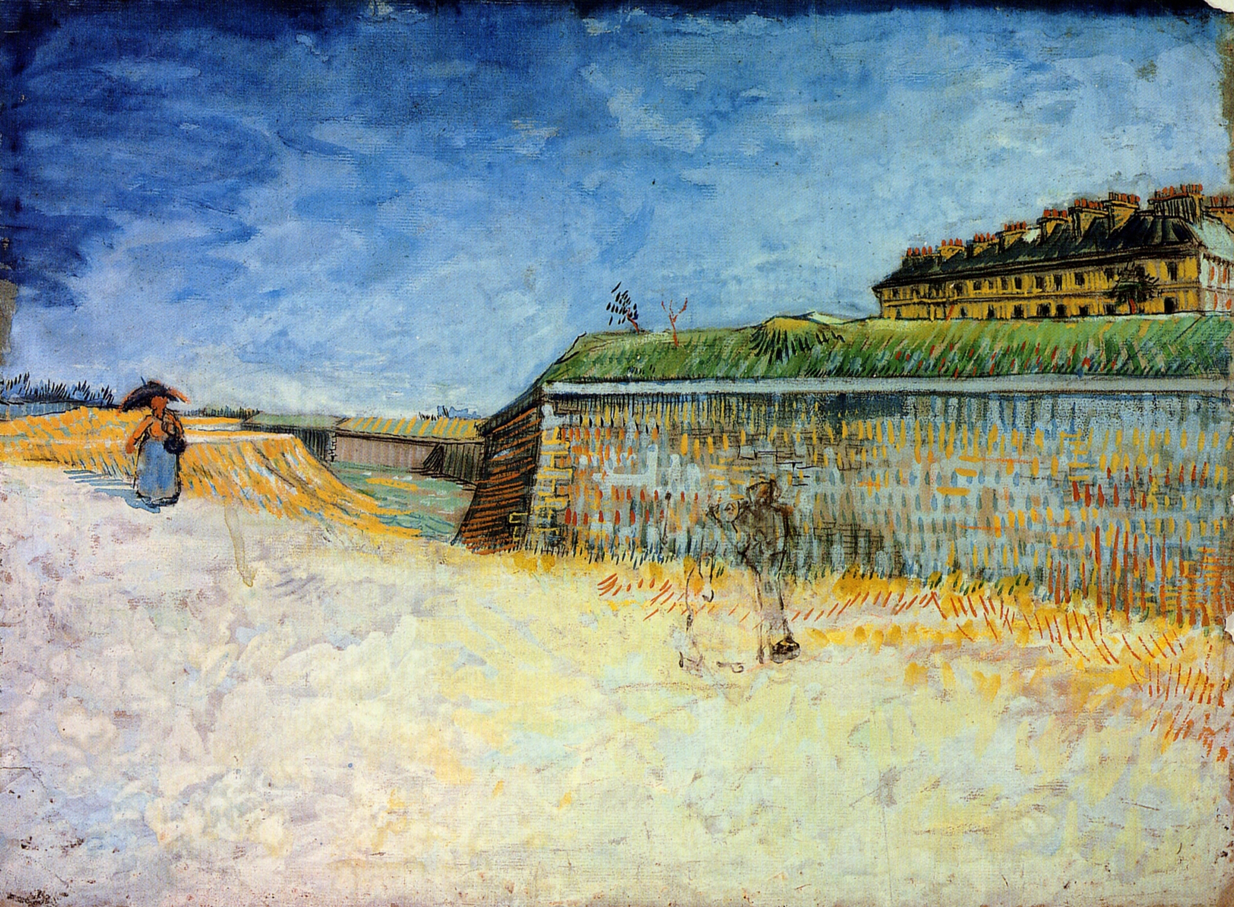 Fortifications of Paris with Houses (1887) Vincent van Gogh tablo - Dekolata