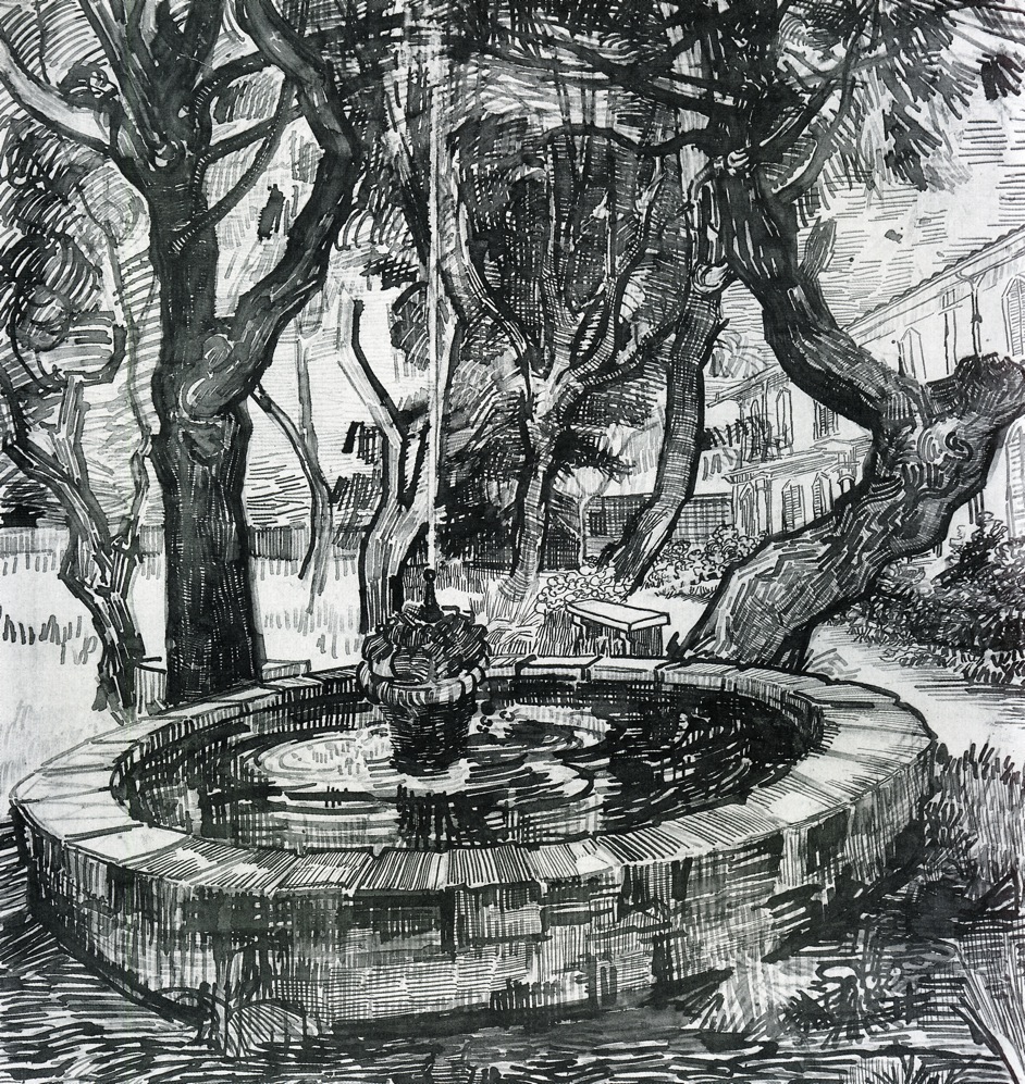 Fountain in the Garden of Saint Paul Hospital (1889) Vincent van Gogh tablo - Dekolata