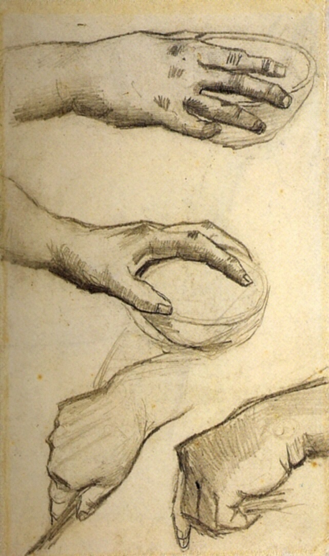 Four Hands, Two Holding Bowls (1885) Vincent van Gogh tablo - Dekolata