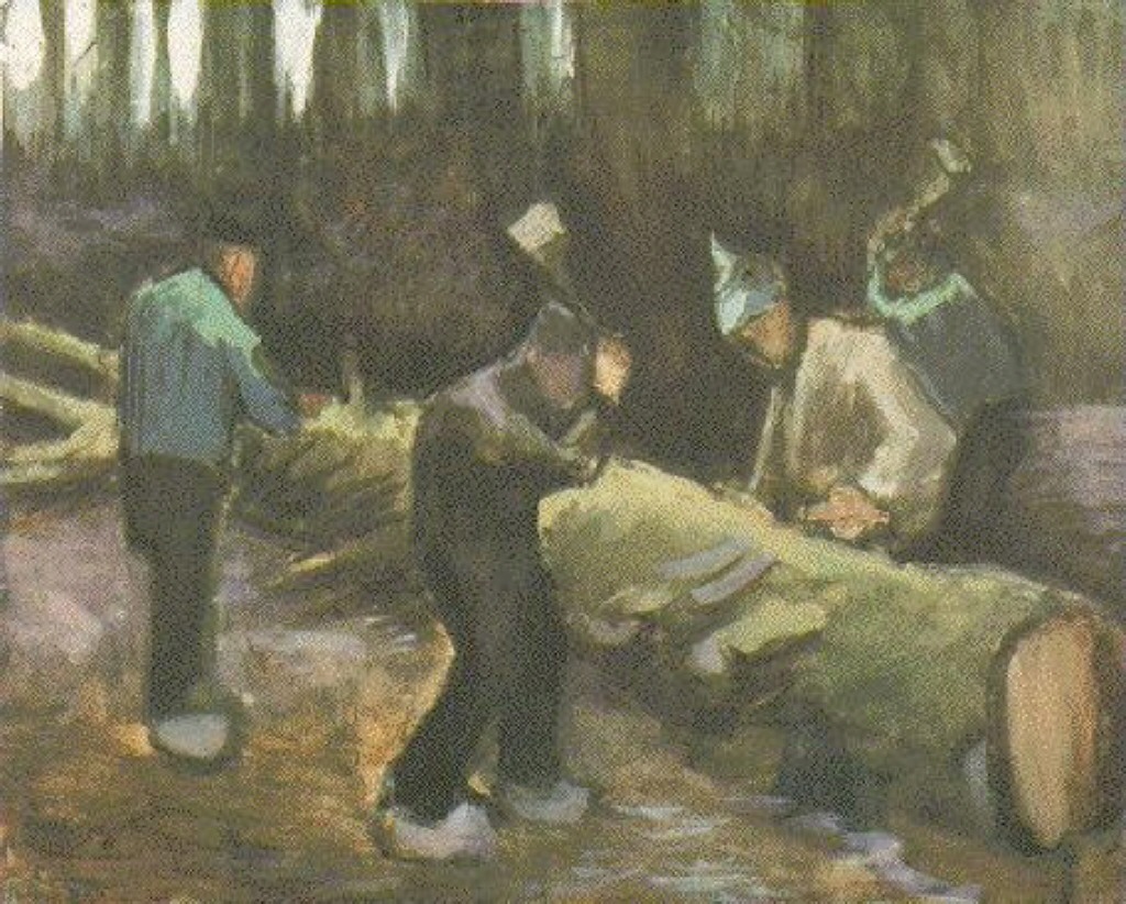 Four Men Cutting Wood (1882) Vincent van Gogh tablo - Dekolata