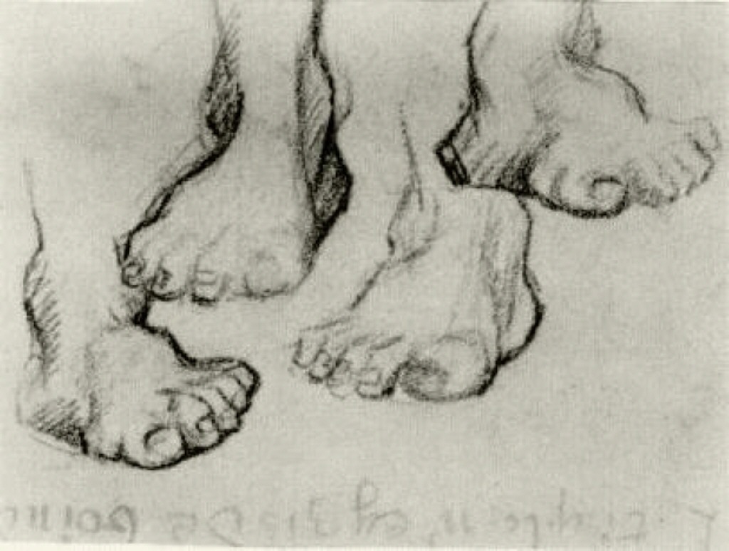 Four Sketches of a Foot (1886) Vincent van Gogh tablo - Dekolata