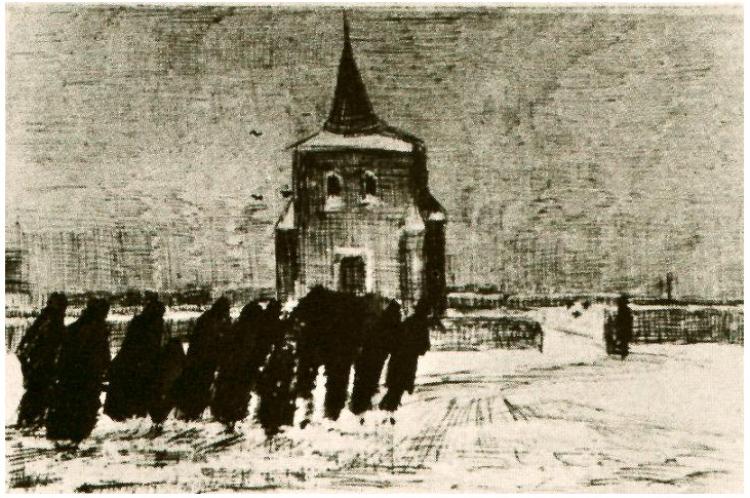 Funeral in the Snow near the Old Tower (1883) – Vincent van Gogh Tablo