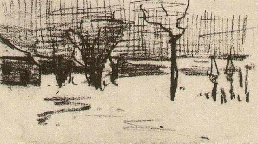 Garden in the Snow (1885) Vincent van Gogh tablo - Dekolata
