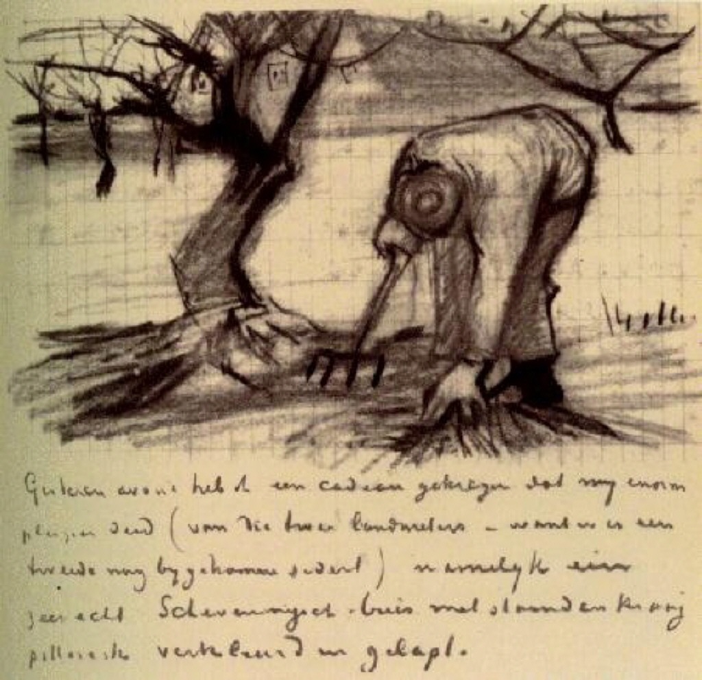 Gardener near a Gnarled Apple Tree (1883) Vincent van Gogh tablo - Dekolata