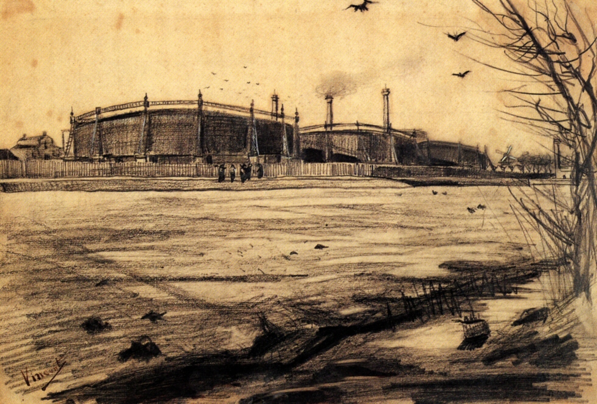 Gasworks (1882) Vincent van Gogh tablo - Dekolata
