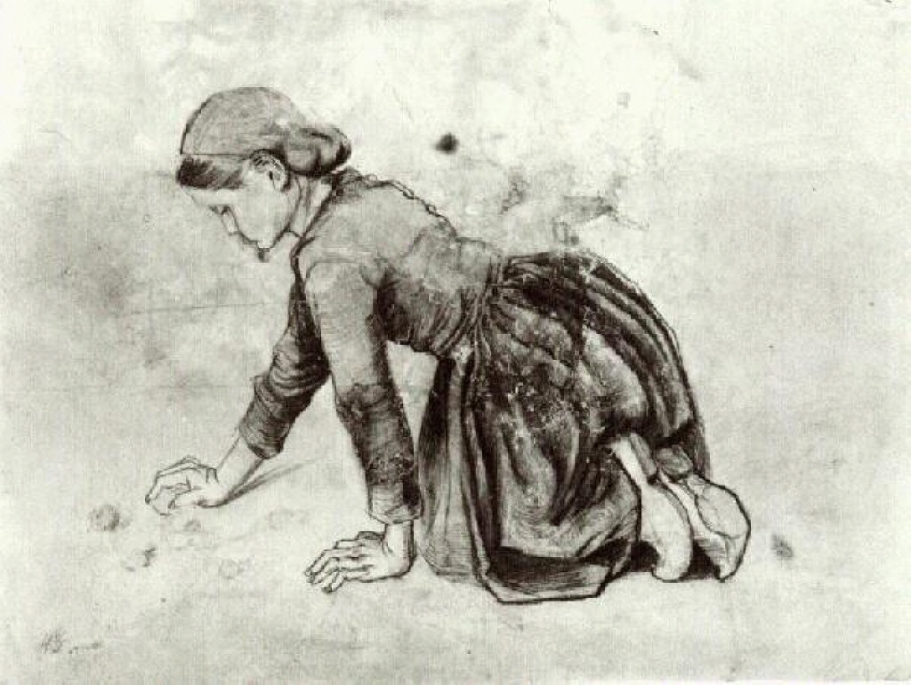 Girl Kneeling (1881) Vincent van Gogh tablo - Dekolata