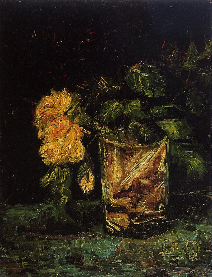 Glass with Roses (1886) Vincent van Gogh tablo - Dekolata
