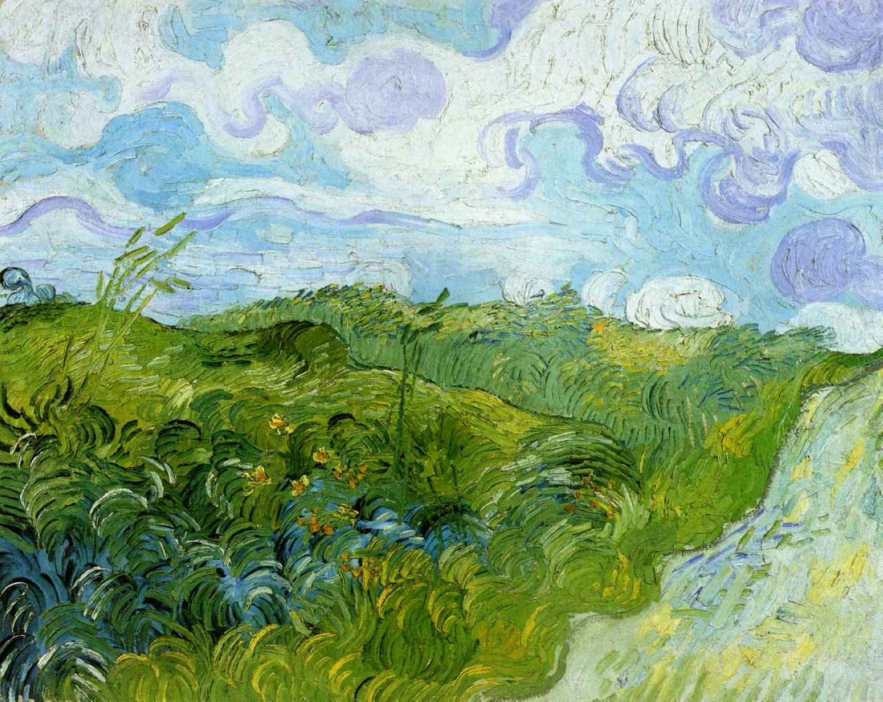Green Wheat Fields (1890) Vincent van Gogh tablo - Dekolata