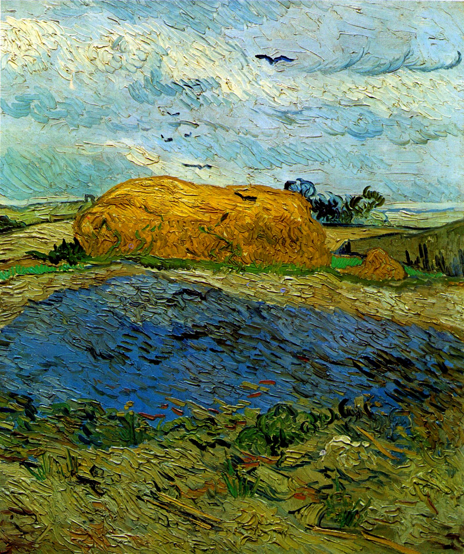 Haystack under a Rainy Sky (1890) Vincent van Gogh tablo - Dekolata