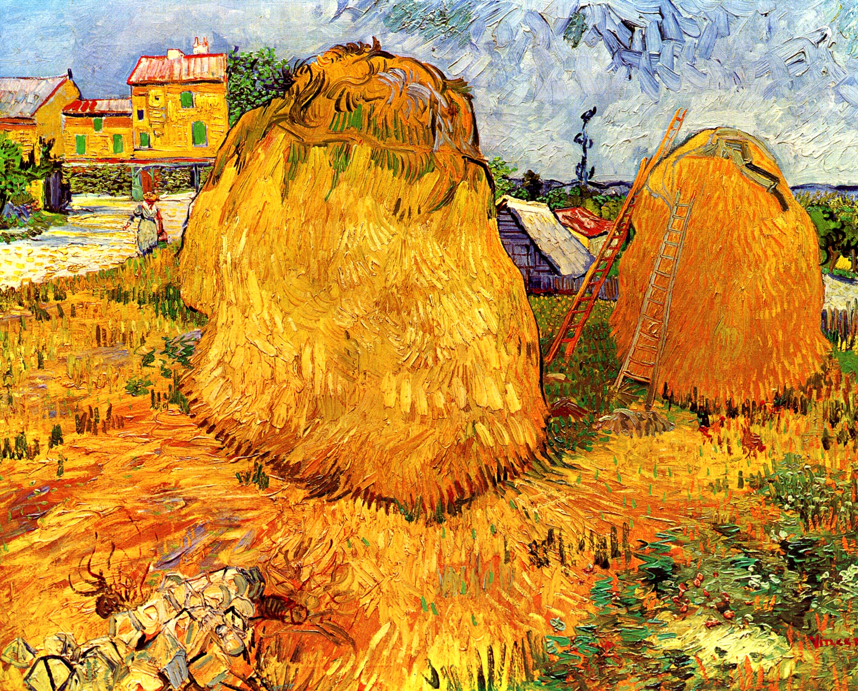 Haystacks in Provence (1888) Vincent van Gogh tablo - Dekolata