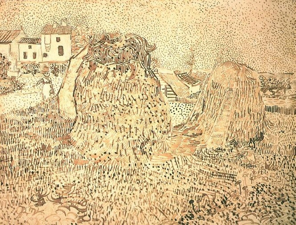 Haystacks near a Farm (1888) Vincent van Gogh tablo - Dekolata