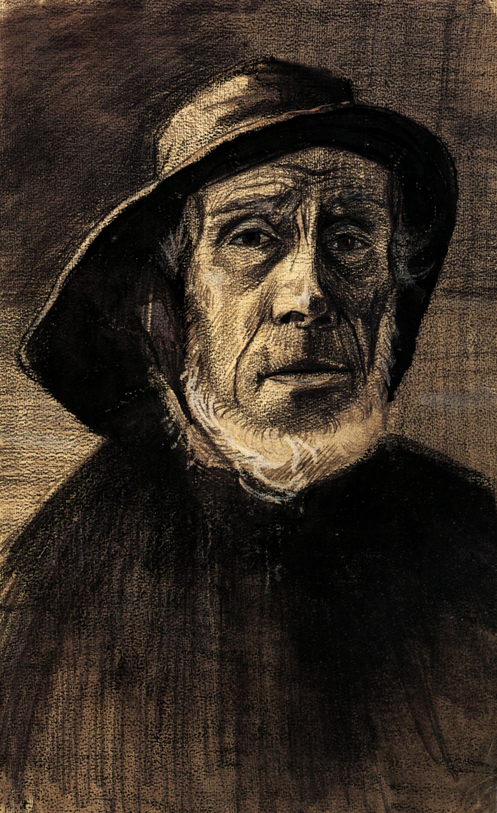 Head of a Fisherman with a Fringe of Beard and a Sou'wester (1883) Vincent van Gogh tablo - Dekolata
