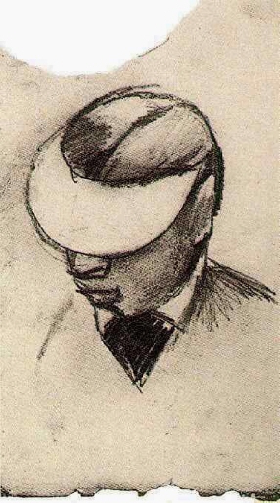 Head of a Man with Cap (Lithographer's Shade) (1886) Vincent van Gogh tablo - Dekolata