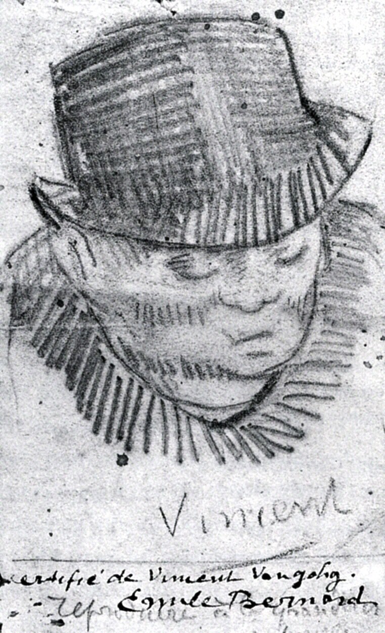 Head of a Man with Hat (1886) Vincent van Gogh tablo - Dekolata